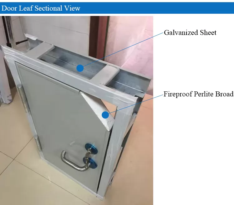 中国制造工厂商业市场酒店医院内室双叶钢防火门，带玻璃视觉面板